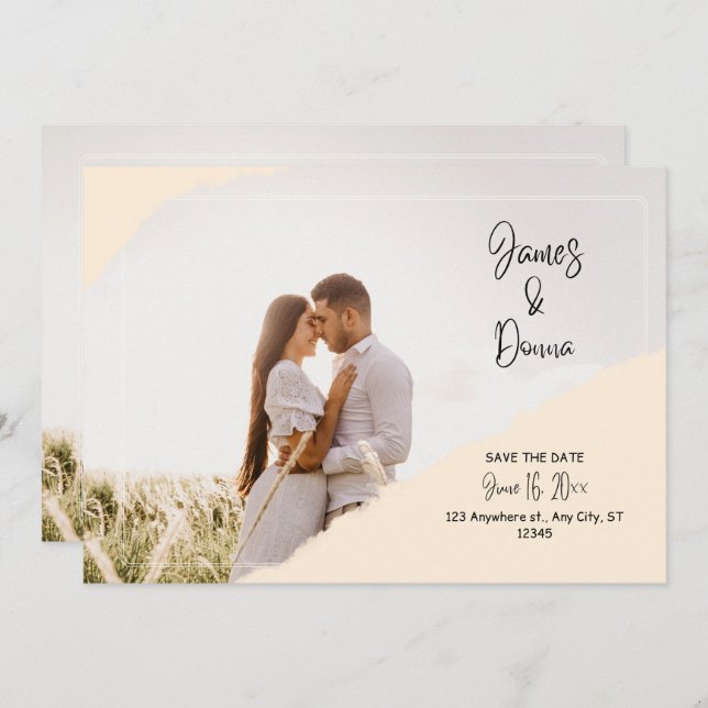 White Modern Salve O Convite De Data (Frente/Verso)