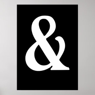 White on Black Ampersand Poster