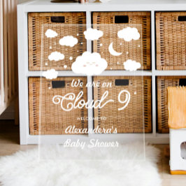 White On Cloud 9 Chá de fraldas Welcome