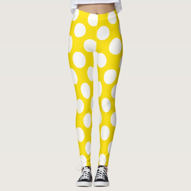 White On Yellow Polka Dot Leggings (Frente)