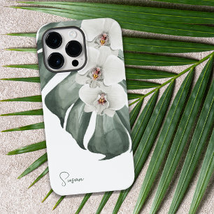 White Orchids Tropical Floral com seu nome