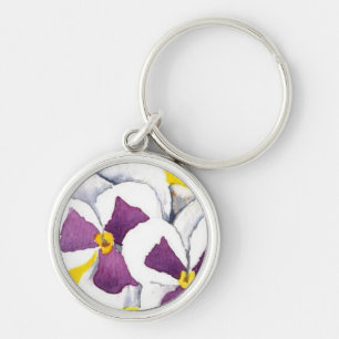 "White Pansy" Chaveiro Floral