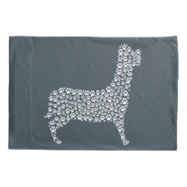 White Paw Print Dog Silhouette Pattern Fabric