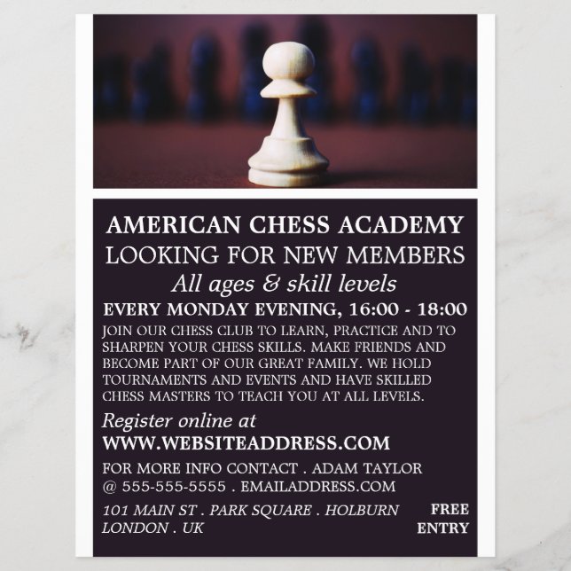 White Pawn, Chess Club - Folheto Publicitário (Frente)