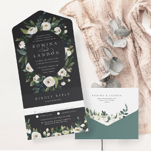 White Peony Casamento Floral por Aquarela Oval