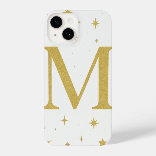 ⭐ White Phone Case with Big Yellow “M” & Stars (Verso)