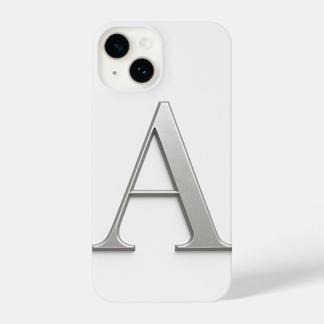White Phone Case with Silver Letter Trendy (Verso)