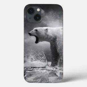 White Polar Bear Hunter on the Ice in water