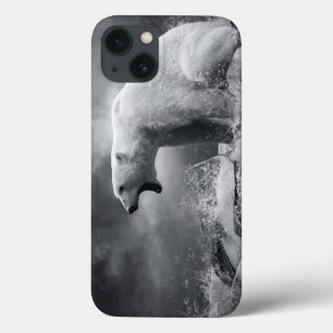 White Polar Bear Hunter on the Ice in water
