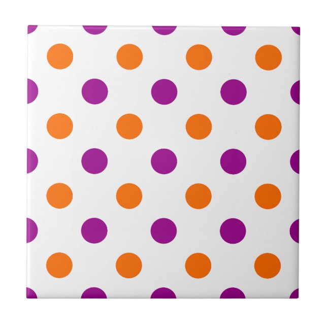 White Purple Orange Polka Dots Pattern (Frente)