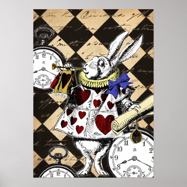 White Rabbit Alice in Wonderland Poster Print (Frente)