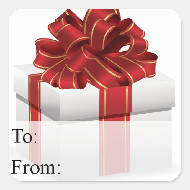 White Red Wrapped Natal Presente Etiqueta Presente (Frente)