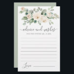 White Rose Floral Greenerice Advice e Cartão de De<br><div class="desc">Uma bela borda floral de rosa branca é o topo deste cartão de Conselhos e Desejos. Se precisar de mais produtos correspondentes,  por favor,  envie-me uma mensagem.</div>