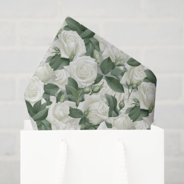 White Roses - Papel Tecidual (Sacola de presentes)