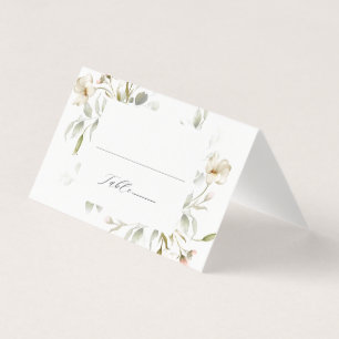 White Sage Blush Elegante Floral Place Card