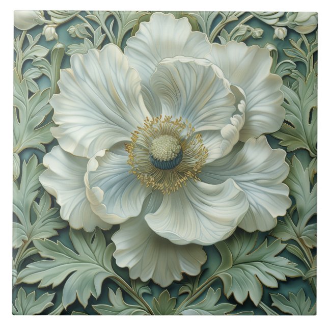 White Sage Green Flower Art Nouveau (Frente)