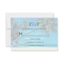 White Sandy Beach com Coconut Palms Weding RSVP
