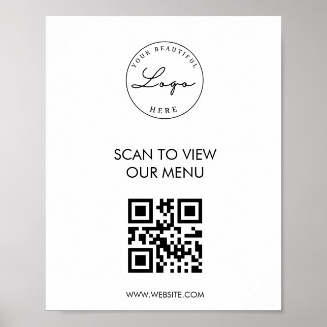 White Scan Me QR Code Price List Menu Poster (Frente)