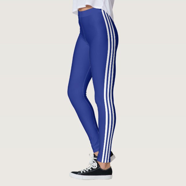 White Side Stripe Blue Esportes Leggings Escolher  (Esquerda)