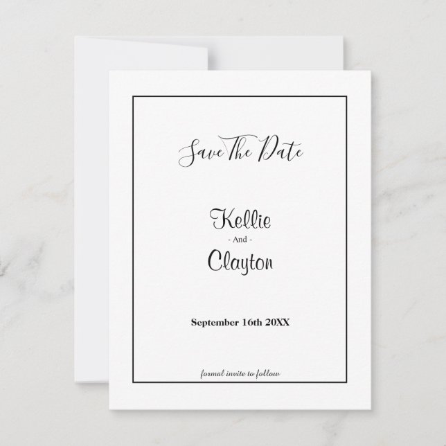 White Simple Framed Salvar a Data (Frente)