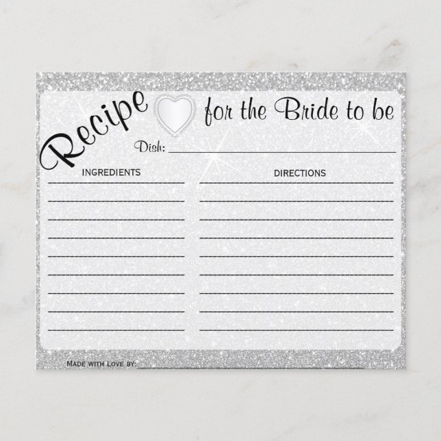 White Sparkle e Heart Bride para Receber Cartão (Frente)