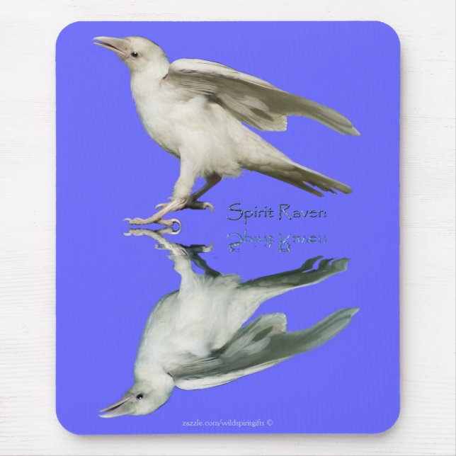 White Spirit Raven Wildlife Art Mousepad (Frente)