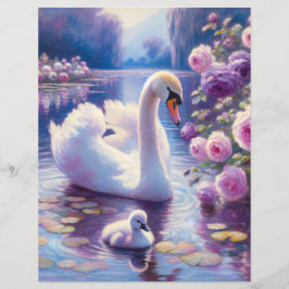 White Swan e Cygnet - Rosas roxas - Papel de scrap