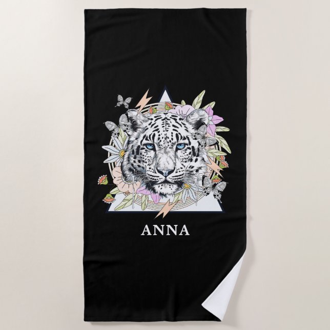 White Tiger Personalizado de Toalha de Praia Perso (Frente)