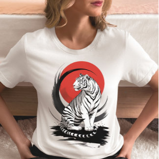 White Tiger With Red Sun Artistic 
