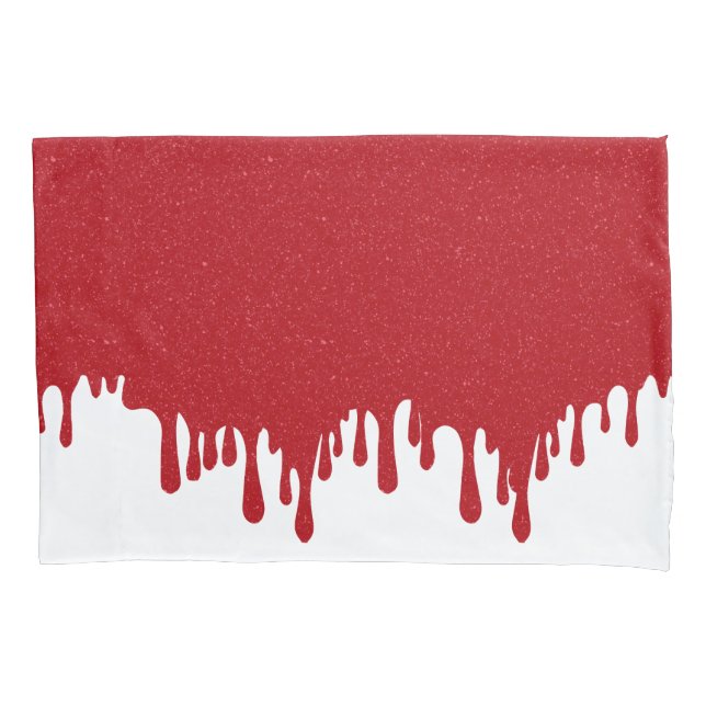 White & Tomato Red Drip Pillowcase – Customizable (Frente)