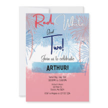 White Vermelho e Dois Convite de Aniversário