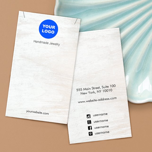 White Wood Add Logo Pendant Necklace Display (Criador carregado)