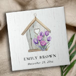 White Wooden Rustic Purple Tulip Floral Birdhouse<br><div class="desc">If you need any further customisation please feel free to message me on yellowfebstudio@gmail.com.</div>