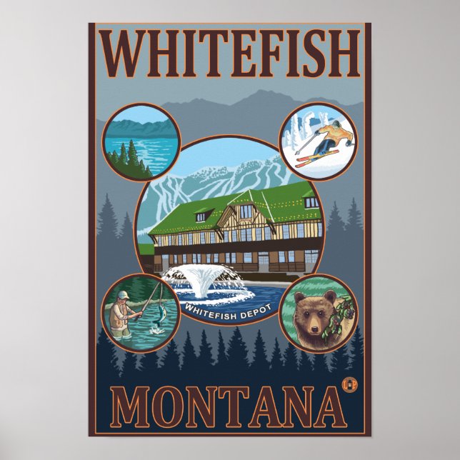 Whitefish, Poster de viagens MontanaScenic (Frente)