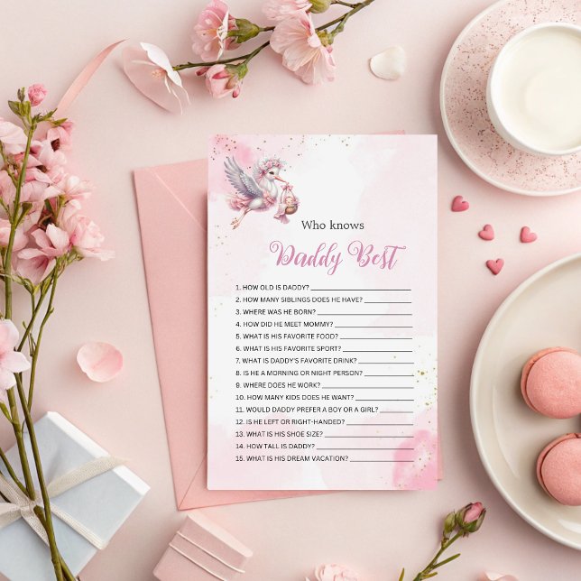 Who Knows Daddy Best? Pink Stork Girl Baby Shower  (Criador carregado)