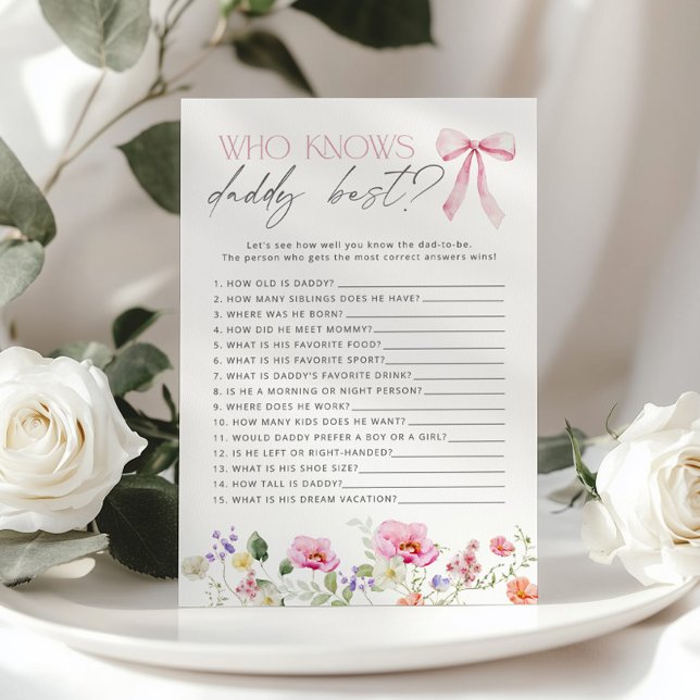  Who knows daddy best Wildflower baby shower game (Criador carregado)