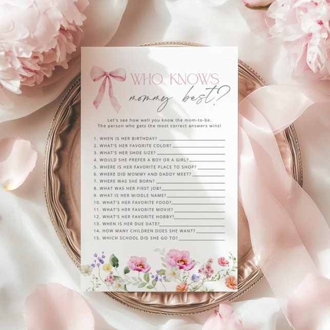  Who knows mommy best Wildflower baby shower game (Criador carregado)