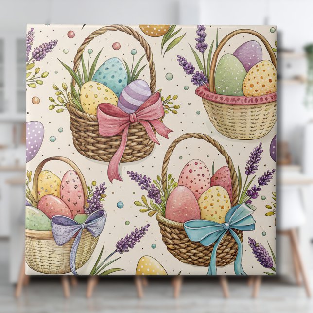 Wicker Basket Easter Eggs with Lavender (Criador carregado)