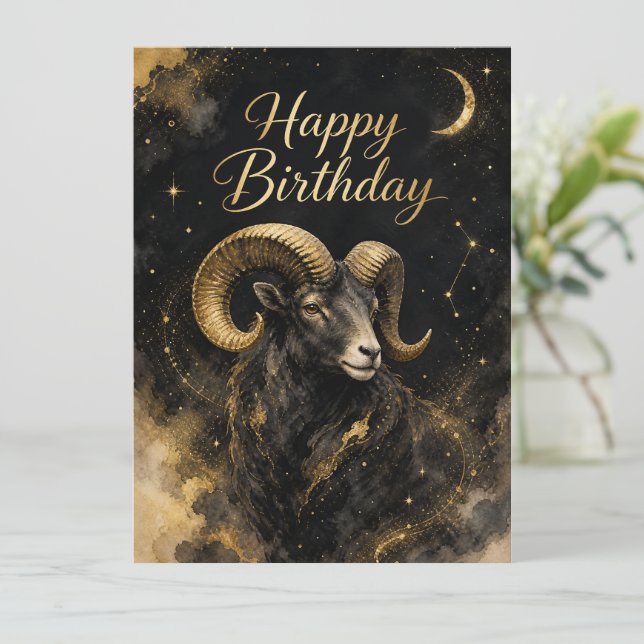 Widder Happy Birthday Sternzeichen Design (Em pé/Frente)