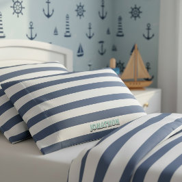 Wide Nautical Striped Weave Navy White ID1248