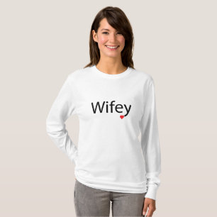 Wifey - Camiseta básica de folhas longas para mul