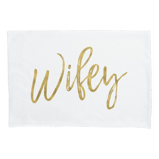Wifey Faux White e Gold Foil Travesseiro Case (Frente)