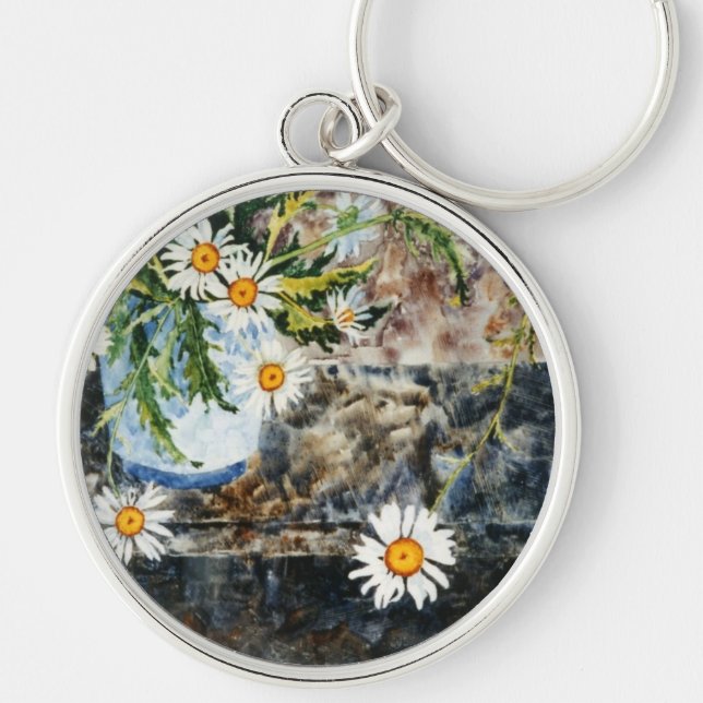 "Wild Daisies on a Shelf" Chaveiro Floral (Frente)