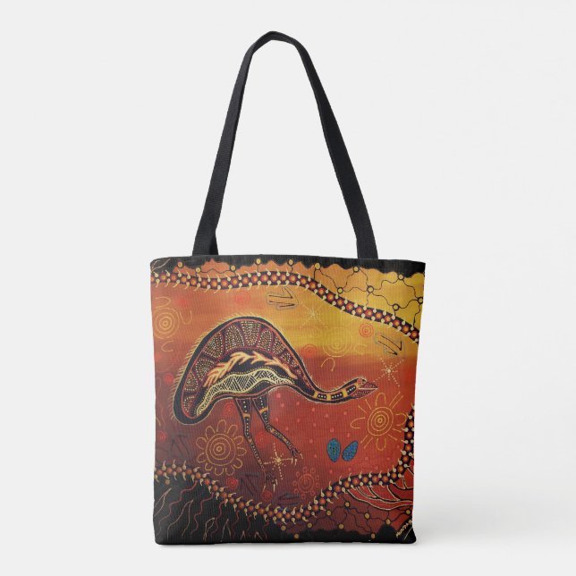 Wild Emu Aboriginal Tote Bag (Verso)