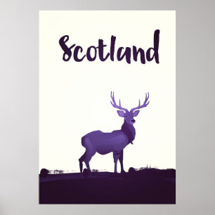 Wild Highland Scotland Stag Ink poster de viagens