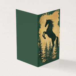 Wild Horse Silhouette Green and Gold Horse Card