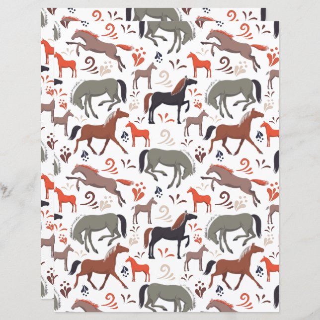 Wild Horses Scrapbook Paper (Frente/Verso)