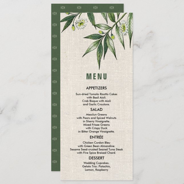 Wild Meadow | Cartões de menu de casamento botânic (Frente/Verso)