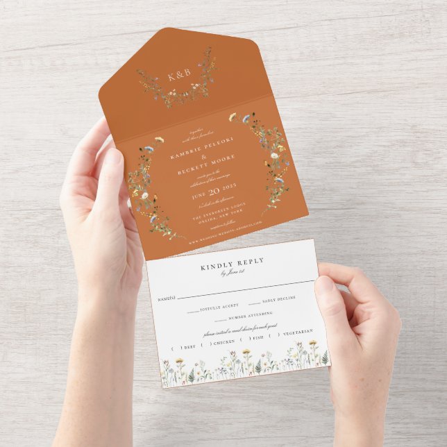 Wild Meadow Floral Wedding Terra-Cotta (Aba destacável)