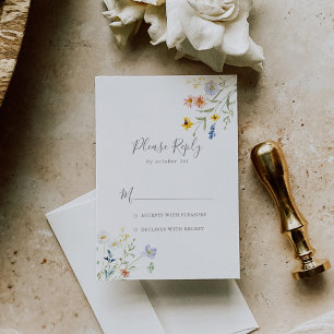 Wild Multicolor Floral Wedding RSVP